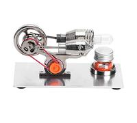 AMONIDA Modelo de Motor Stirling, Juguete de Enseñanza de Física de Aleación de Zinc, Modelo Educativo de Cilindro de Vidrio de Cuarzo con Lámpara de Alcohol, Ideal para Demostración de Laboratorio de