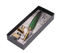 AMONIDA Pluma de Acero Inoxidable Exquisita Vintage para una Escritura Suave Regalo Ideal para y Ancianos Material de Plumas (GREEN)