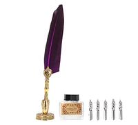 AMONIDA Pluma de Acero Inoxidable Exquisita Vintage para una Escritura Suave Regalo Ideal para y Ancianos Material de Plumas (PURPLE)