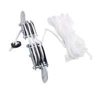 AMONIDA Polipasto de Polea de Cuerda de 3 Ruedas, de Polea de Aparejos y Bloqueo Manual, Polipasto Eléctrico de Elevación 6:1 con Cuerda Blanca de 15 M, Ideal para Garaje, Exteriores, Navegación,