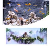 AMONIDA Póster de Fondo de Acuario con Patrón de Castillo de Cielo, Autoadhesivo, Impermeable, para Decoración de Peceras, 61x30cm a 122x50cm (61 * 30CM)