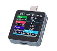 AMONIDA Probador USB C, Pantalla a Color Ips de 1,54 Pulgadas 0-36V 0-7A | Medidor de Potencia USB C, para Prueba de Voltaje y Corriente, Rango 0-36V 0-7A, Pantalla a Color IPS de 1,54 Pulgadas,