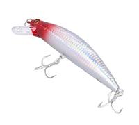AMONIDA Señuelo de Pesca, Cebo para Ojos de Simulación 3D de Colores Brillantes Realistas, Cebo de Anzuelo Triple Reforzado para Pesca en Río, Océano, Barco, Playa, Lago (Pelirroja Cuerpo Blanco)