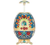 AMONIDA Soporte para Palillos de Dientes, Caja de Almacenamiento con Forma de Huevo de Pavo Real de Metal Retro, Cajas con Patrón de Flores en Relieve 3D con Diseño Portátil, Ideal para el Hogar,