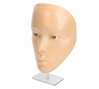 AMONIDA Tablero de Práctica de Maquillaje, Herramienta de Maniquí de Silicona de Cara Completa para Principiantes con Soporte de Plástico, 18,7 X 13,6 Cm (piel blanca)