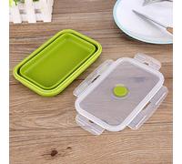 AMONIDA Tazón de Almuerzo Portátil Plegable de Silicona para Oficina, Camping, Senderismo | Contenedor de Almacenamiento de Alimentos 800ml Verde (Pasto verde)