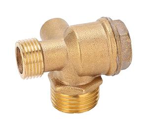AMONIDA Válvula de Retención del Compresor de Aire Latón 3 Vías 1/2 X 3/8 | Cuerpo de Latón, Roscas Macho, Sistemas Hidráulicos, Sistemas Neumáticos, Prevención de Flujo Inverso, Racor G1/2 M3/8 M10