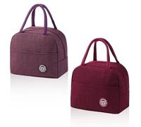 AMONNZ 2 Piezas Bolsa Termica, Morado y Rojo Vino Bolsa Nevera Pequeña, Equipado con dos Asas Laterales, para Oficina, Escuela, Hogar