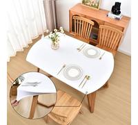 Amonsa Mantel elástico ovalado blanco 122 x 173 cm para mesas ovaladas lavable elástico tela spandex mantel no vinilo protector de mesa