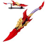 AMONT Daga Decorativa Ira de Dragón 61 cm en Acero Rojo y Dorado con Soporte de Exhibición sin Filo Réplica EYM