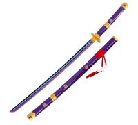 AMONT Katana Decorativa Enma Zoro, 105 cm, Bambú con Luces LED, Púrpura y Dorado