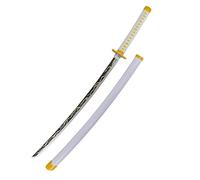 AMONT - Katana Decorativa Japonesa en Bambú - Modelo Agatsuma Zenitsu - Serie Anime Demon Slayer | 105 cm - Auténtica Réplica en Madera para Exhibición o Entrenamiento | EYM