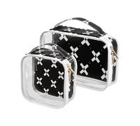 Amooorous 2 Pack Blanco y Negro Plaid claro decorativo grande bolsas de tocador para las mujeres TSA aprobado resistente al agua gran bolsa cosmética hombres kit de afeitado para maquillaje, blanco y