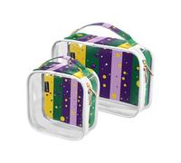 Amooorous 2 Pack Carnaval Mardi Gras amarillo púrpura máscara transparente decorativo neceser colgante TSA aprobado impermeable viajes bolsas de maquillaje hombres kit de afeitar de maquillaje,