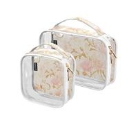 Amooorous 2 Pack de oro rosa romántico San Valentín rosa claro bolso decorativo grande aprobado TSA resistente al agua bolsa de viaje cosmética aeropuerto aeropuerto compatible con el maquillaje, oro