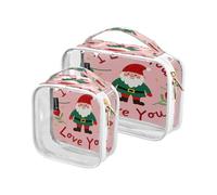 Amooorous 2 Pack I Love Your Valentine Cartoon Enano claro decorativo colgante bolsas de baño TSA aprobado resistente al agua pequeña bolsa de cosméticos viaje esencial el maquillaje para, me encanta,