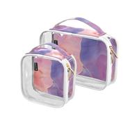 Amooorous 2 Pack Mármol grano claro decorativo viaje neceser TSA aprobado reutilizable maquillaje cepillo bolsa de afeitar esencial el maquillaje para, coro de mármol, 1 tamaño, Mármol Kor, 1 size