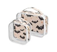 Amooorous 2 Pack murciélagos calabazas color pastel claro decorativo hombres neceser TSA aprobado impermeable viaje bolsa cosmética hombres kit de afeitar el maquillaje, murciélagos, calabazas,