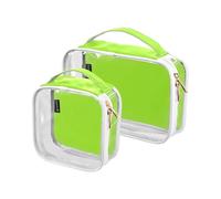 Amooorous 2 Pack Verde Amarillo Color sólido puro llano claro decorativo viaje neceser TSA aprobado bolsa multifuncional viaje cosmético aeropuerto aeropuerto compatible bolsa de almacenamiento,