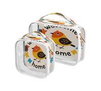 Amooorous 2 paquete bienvenido a casa lindo pájaro de dibujos animados claro decorativo hombres neceser para viajes TSA aprobado impermeable viajes cosméticos bolsas para mujeres hombres kit de