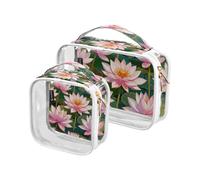 Amooorous 2 paquete de oro rosa pintura al óleo sensación flor claro decorativo bolsa de viaje TSA aprobado bolsas portátiles para las mujeres viaje esencial maquillaje para, oro rosa, Rosa oro