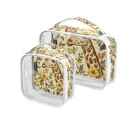 Amooorous 2 paquete jirafa aves flores estilo retro claro decorativo bolsas de baño para viaje mujeres TSA aprobado impermeable bolsa cosmética viaje hombres kit de afeitado maquillaje, jirafa, Jirafa