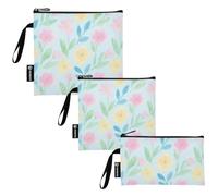 Amooorous 3 bolsas reutilizables de flores y hojas coloridas, almacenamiento portátil de alimentos para mujeres y niñas