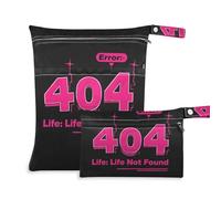 Amooorous 404 Error Life Not Found - Bolsa de traje de baño lavable, paquete de 2 artículos esenciales de viaje para bebé con asas para viajes, gimnasio