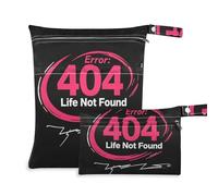 Amooorous 404 Error Life Not Found Rock Style - Bolsa impermeable para traje de baño húmedo, paquete de 2 bolsas de pañales, artículos esenciales con asas para pañales de bebé, viajes