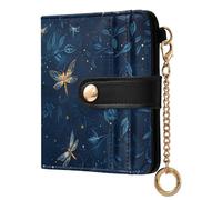Amooorous A few Lovely Fireflies Flew in The Dark Blue Sky - Cartera plegable impermeable de piel sintética con ranuras para tarjetas para niñas y mujeres