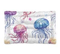 Amooorous Alfombrilla de cama lavable colorida con diseño de medusas, antideslizante, suave, cómoda, para perros grandes, jumbo, medianos y pequeños, 36 x 24 pulgadas