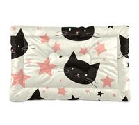 Amooorous Alfombrilla lavable para cama de perro con diseño de gato negro de dibujos animados, antideslizante, suave, cómoda, para perros grandes, jumbo, medianos y pequeños, 36 x 24 pulgadas
