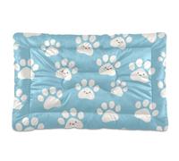 Amooorous Alfombrilla lavable para mascotas con estampado de huellas blancas de dibujos animados, antideslizante, suave, cómoda, para perros grandes, jumbo, medianos y pequeños, 36 x 24 pulgadas