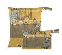 Amooorous at Table A Rabbit Is Stealing Honey - Bolsas reutilizables para nadadores, paquete de 2 bolsas de pañales esenciales con asas para piscina, gimnasio