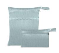 Amooorous Azure Linen Texture - Bolsas impermeables para traje de baño, paquete de 2 bolsas húmedas para traje de baño con asas para bañarse y bañarse