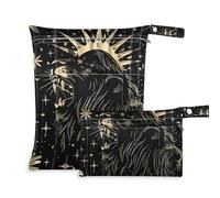 Amooorous Black and Gold Roar Distintive - Bolsas secas a prueba de desorden impermeables, paquete de 2 artículos esenciales de viaje para volar con asas para la playa, el gimnasio