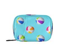 Amooorous Blue Beach Ball - Bolsas de medicina de verano para mujer con compartimentos desmontables, organizador semanal reutilizable para pastillero, Balón de playa azul para verano, 1 size