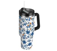 Amooorous Blue Crush - Botellas de agua de boca ancha al vacío, tapa a prueba de fugas y pajita, taza térmica decorativa de viaje para agua, té helado o café, vasos térmicos para hombres, 40 onzas