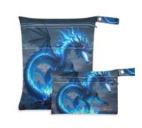 Amooorous Blue Flame Dragon - Bolsas secas impermeables pequeñas, paquete de 2 bolsas de pañales esenciales con asas para pañales de bebé, piscina