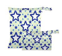 Amooorous Blue Stars Dot Yellow - Paquete de 2 bolsas húmedas lavables para traje de baño con asas para yoga, piscina