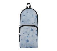 Amooorous Blue Stars - Estuche de nailon con 3 compartimentos para niños, multiusos y estético, organizador de papelería para niños, universidad, 1600 ml