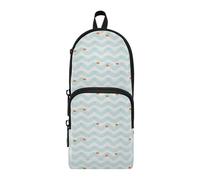 Amooorous Blue Streak and Little Fish - Estuche grande de nailon con 3 compartimentos, gran capacidad, con cremallera, organizador de papelería para hombres, suministros escolares, 1600 ml