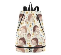 Amooorous Bolsa de Erizo con Cordones Lindo Safari Yoga Natación con Compartimentos para Hilos Mojado y Seco Mochila para Escuela