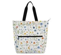 Amooorous - Bolsa de hombro decorativa para niños, mujeres y hombres, Reino de flores destrozadas, gran bolsa de hombro con cremallera para la escuela, compras, viajes, tela arcoíris