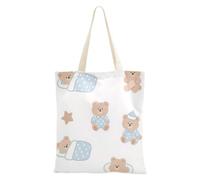 Amooorous Bolsa de lona con diseño de oso de peluche marrón con asas para mujer, bolsa de lona para profesores, bolsa de lona