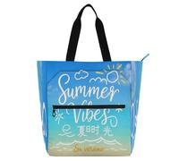 Amooorous Bolsa de mano decorativa para niños, niñas, mujeres, verano, playa, azul cielo, resistente al agua, bolsa de compras con cremallera, para la escuela, compras, viajes, arco iris