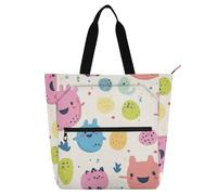 Amooorous - Bolsa de mano decorativa para niños y niñas, lindos monstruos de dibujos animados, gran resistente, bolsa de biblioteca para escuela, compras, comestibles, mochilas arcoíris, para mochilas