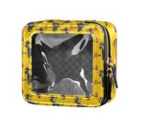 Amooorous Bolsa de maquillaje de piel transparente para mujer, diseño de bruja de Halloween, color amarillo, Bruja amarilla de Halloween, 1 size