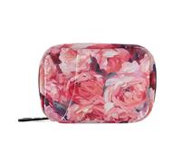 Amooorous Bolsa de medicina bohemia vintage con flores rosas para viajar con compartimentos desmontables, organizador de pastillas portátil de viaje para bolso
