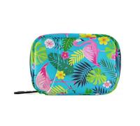 Amooorous Bolsa de medicina de viaje con diseño de flamencos y hojas azules de verano con compartimentos desmontables, organizador portátil para bolso, Flor de flamencos de verano, hoja azul, 1 size